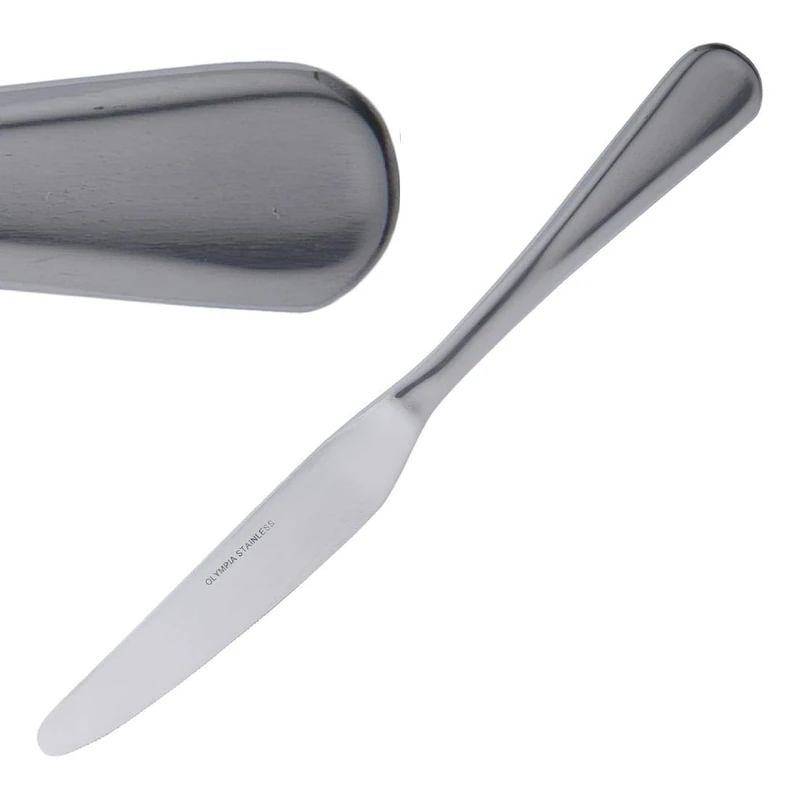 Olympia Roma Cutlery Table Knives Set (Pack of 12), High Polished Stainless Steel, Size: 240(L) mm, Dinner Party Table Knife, Dishwasher Safe - Home Kitchen & Restaurant Use, CB626 - Image 1