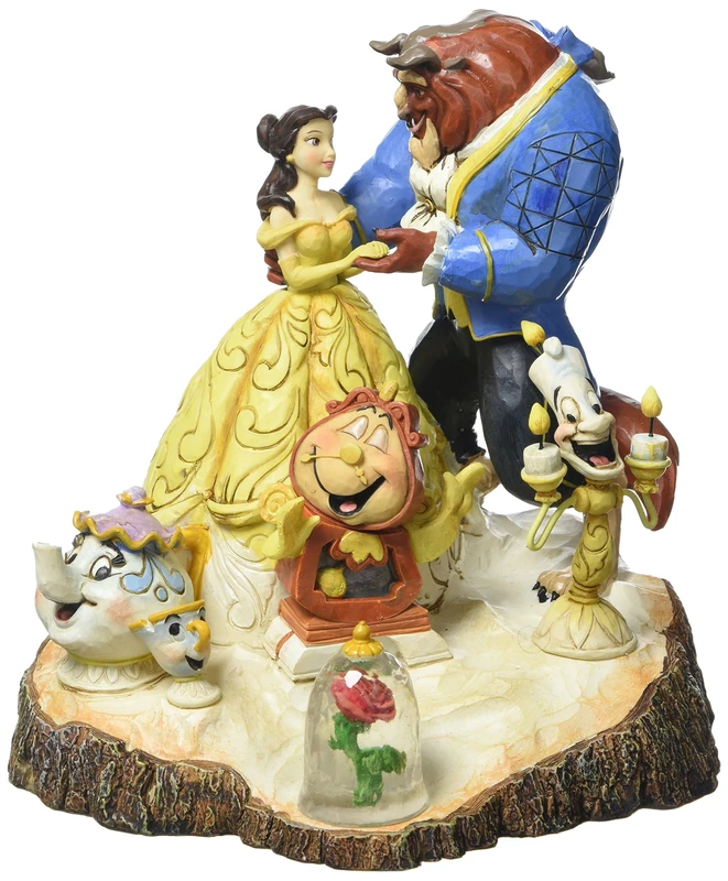 Disney Traditions Carved by Heart Beauty and Beast Figurine, Multicolor, Taille Unique