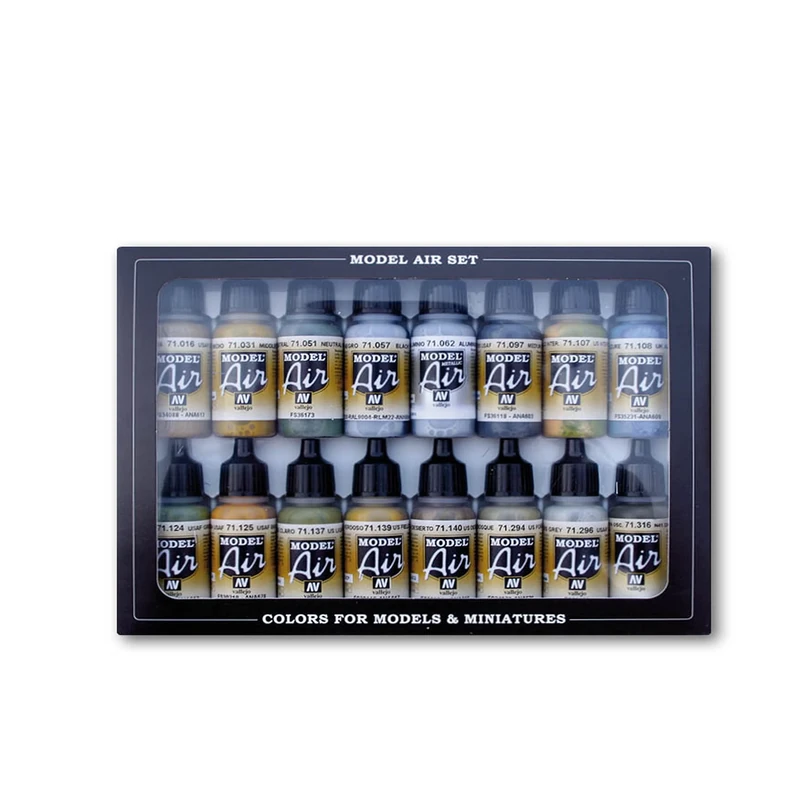 Vallejo Model Air German/Allied WWII Airbrush Acrylic Paint Set, Assorted Colors, 17 ml (Pack of 16)