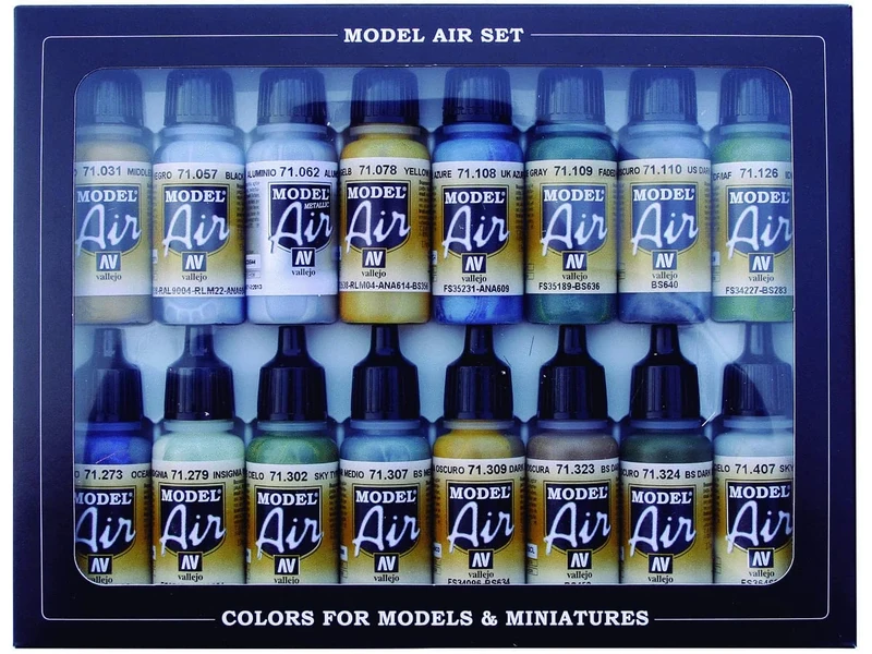 Vallejo Model Air WWII British Aircraft Colours RAF FAA Acrylic Paint Set for Air Brush - Assorted Colours (Pack of 16)
