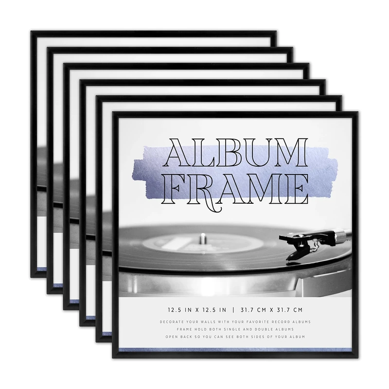 MCS 65506 Gallery Aluminum Album Cover Frame, Black, 12.5 x 12.5-Inch Pack of 6