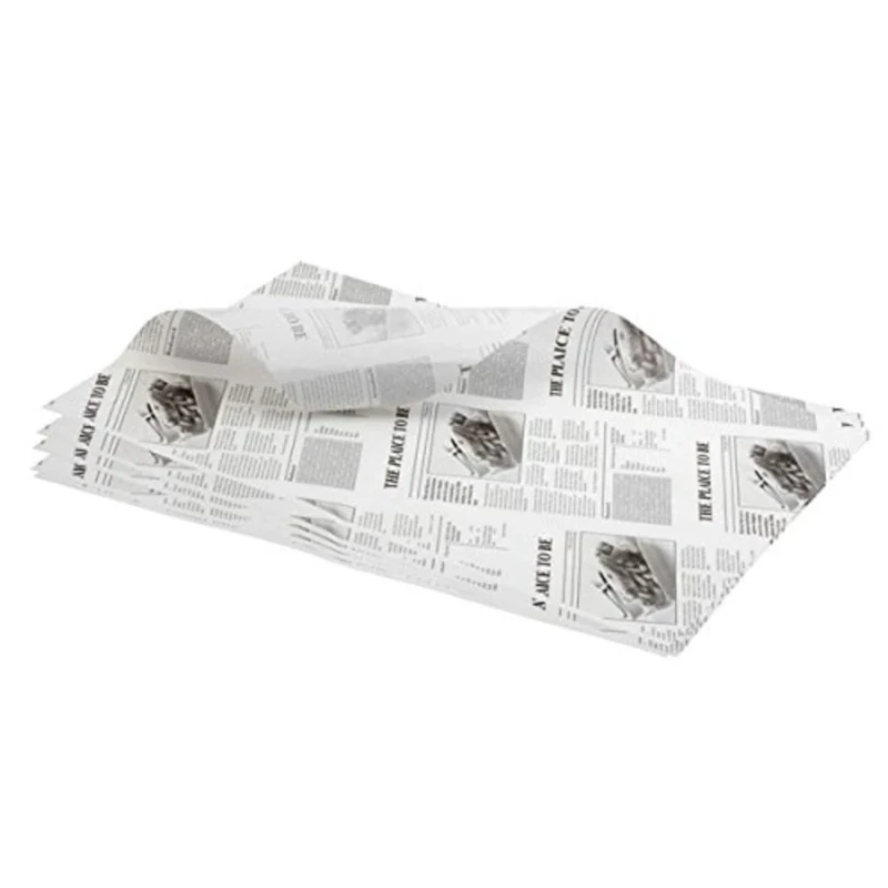 Genware NEV-PN1487P Paper, Greaseproof, 25 cm x 35 cm, Printed (Pack of 1000)