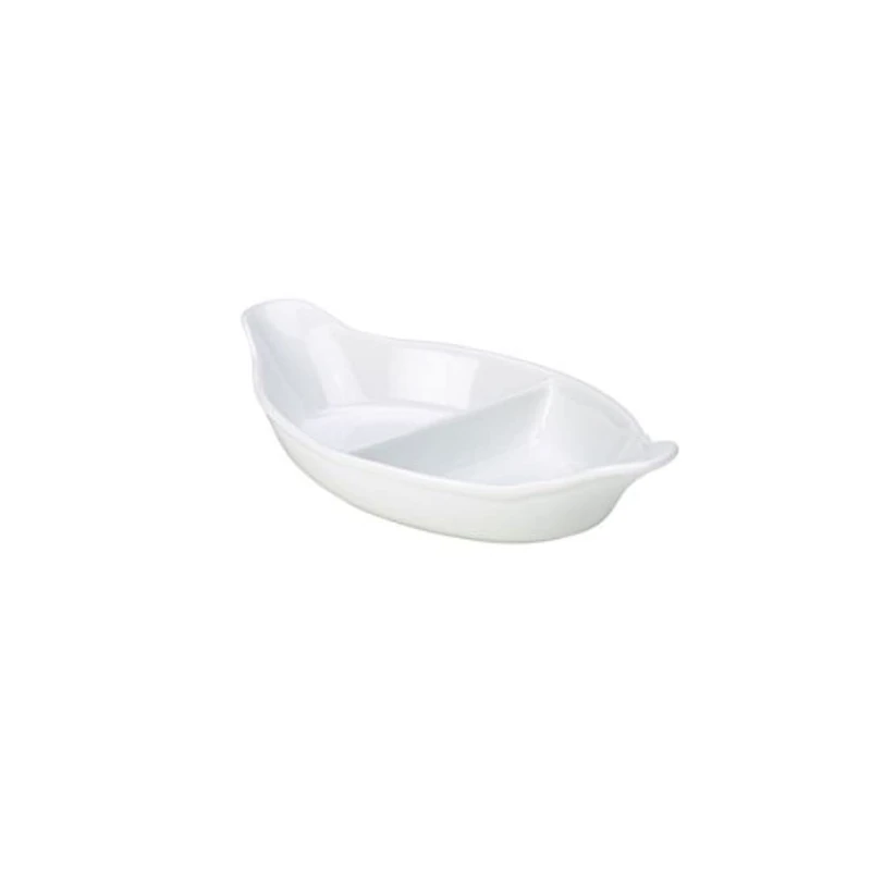 Genware NEV-BD132-W Royal Divided Vegetable Dish, 32 cm, White (Pack of 4) - Image 1