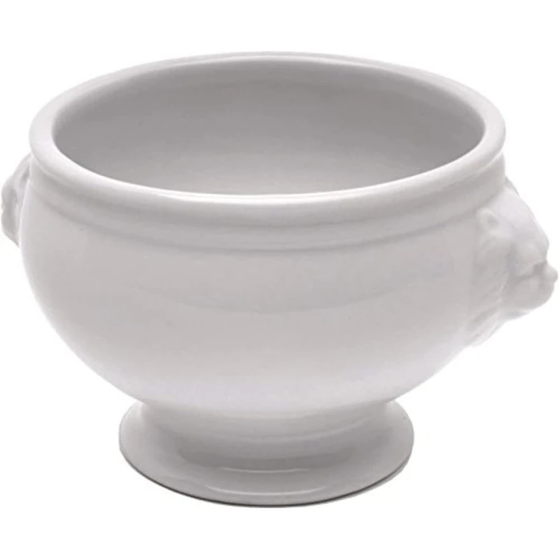 Genware LH1-W Lion-Head Soup Bowl, White, 14 oz. Capacity, 11 cm Width, Pack of 6