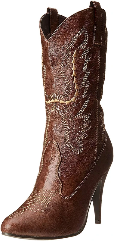 Ellie Shoes Women's 418-Cowgirl Western Boot, Brown, 3.5 UK