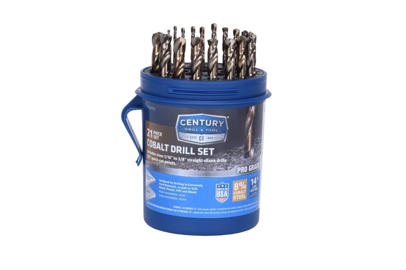 Century Drill and Tool 26121 Cobalt High Speed Steel Drill Bit Set, 21-Piece