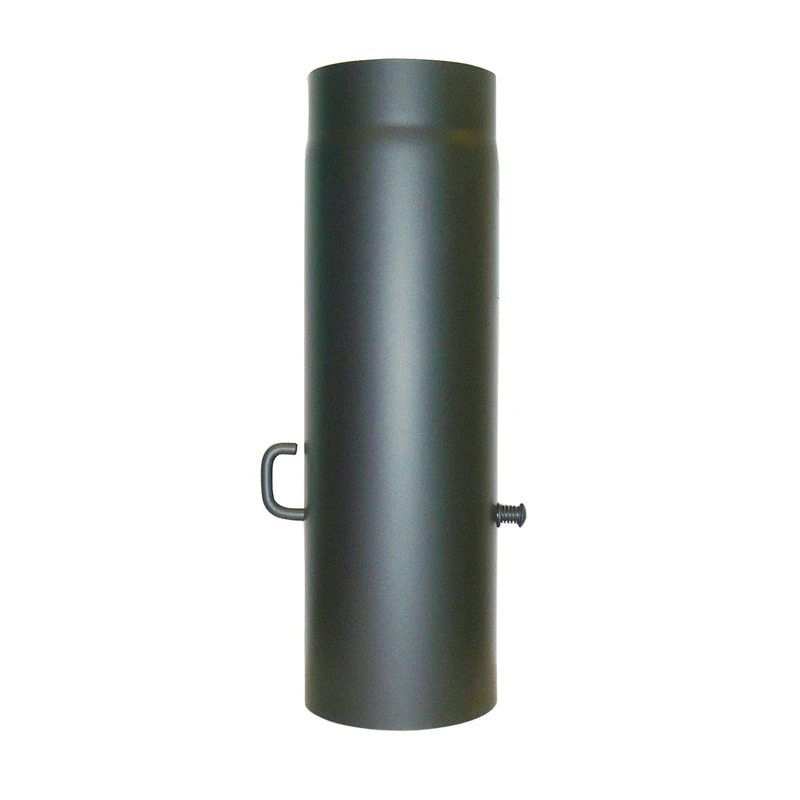 Kamino-Flam Ø 150 mm Stove Pipe with Throttle, approx. 500 mm Straight Length Flue Pipe with Damper, Steel Stove Pipe Extension with with Throttle Flap, Heat Resistant Senotherm Coating, Grey