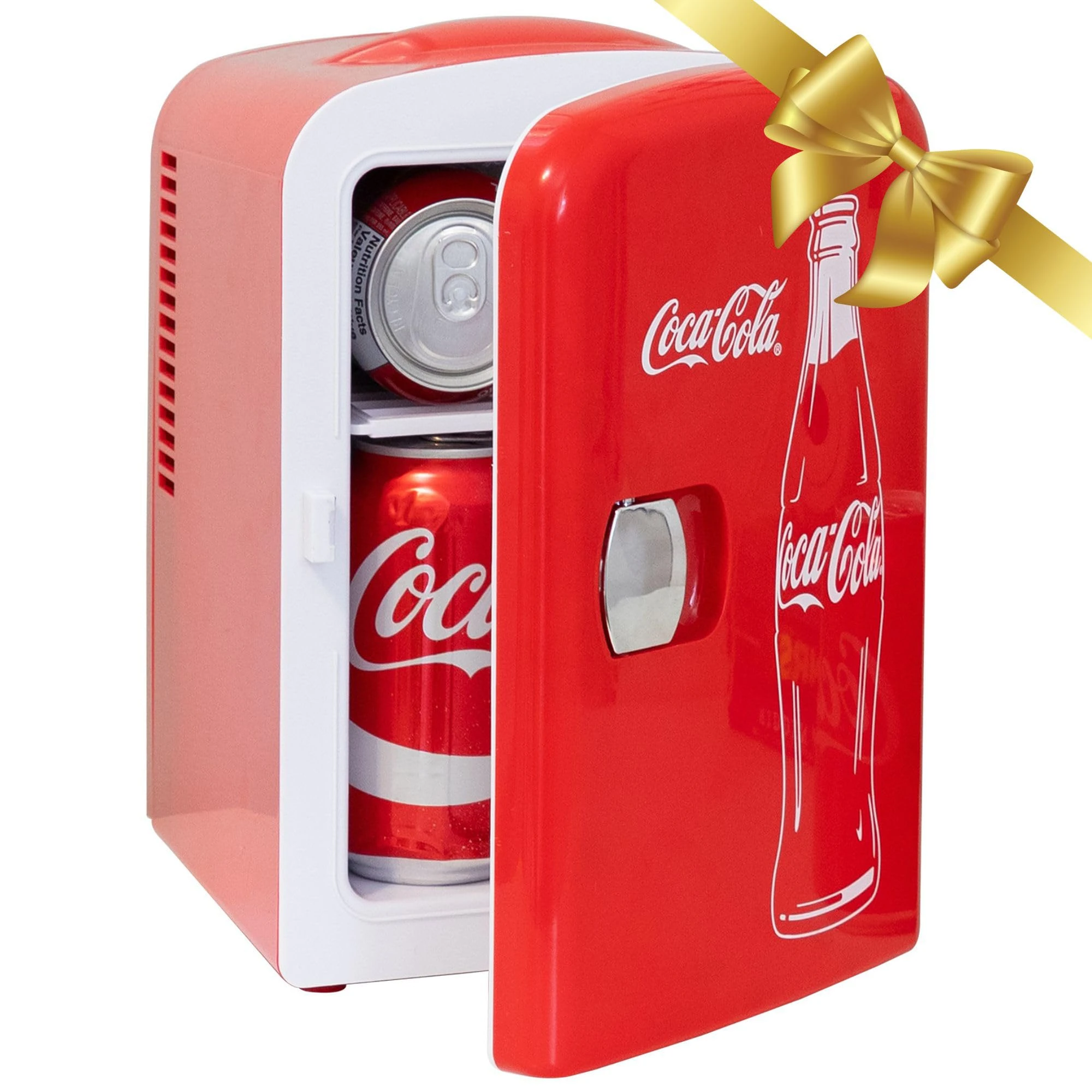 Mini Fridge For Bedrooms 4L Small Fridge 6 Can Table Top Quiet Mini Fridges For Skincare Office Food Drinks Kids Home Car & Travel 12v Portable Cooler Refrigerator by Coca-Cola, Red