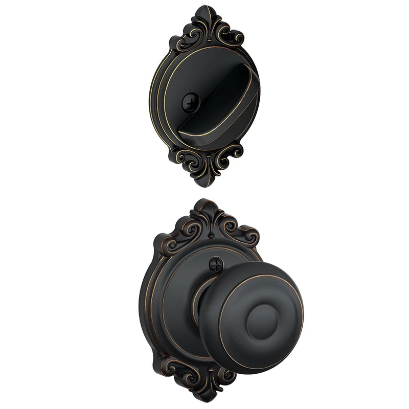 Schlage F59 GEO 716 BRK Brookshire Collection Georgian Handleset Interior Knob, Aged Bronze (Interior Half Only)