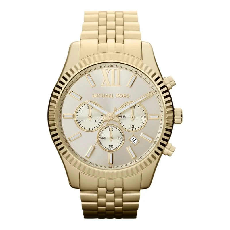 Michael Kors Lexington Chronograph Quartz Watch with Gold tonestainless Steel Strap for Men MK8281