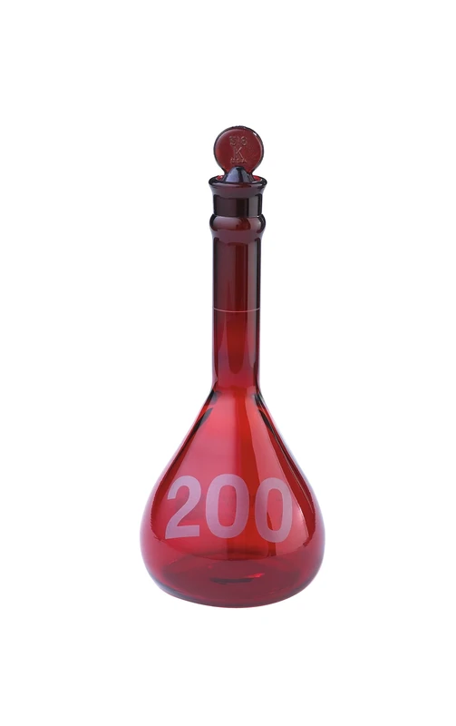 Kimax/Raysorb 92822G-200 Borosilicate Glass Class A Heavy Duty Wide Mouth Volumetric Flask with Glass Stopper, 0.20ml Tolerance, 200ml Capacity (Pack of 6)