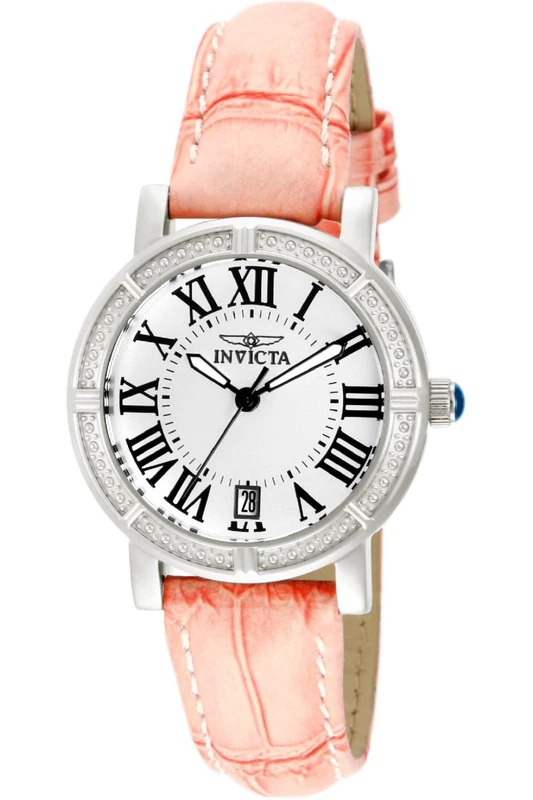 Invicta Women's Wildflower Quartz Watch with Silver Dial Analogue Display and Pink Leather Strap 13967