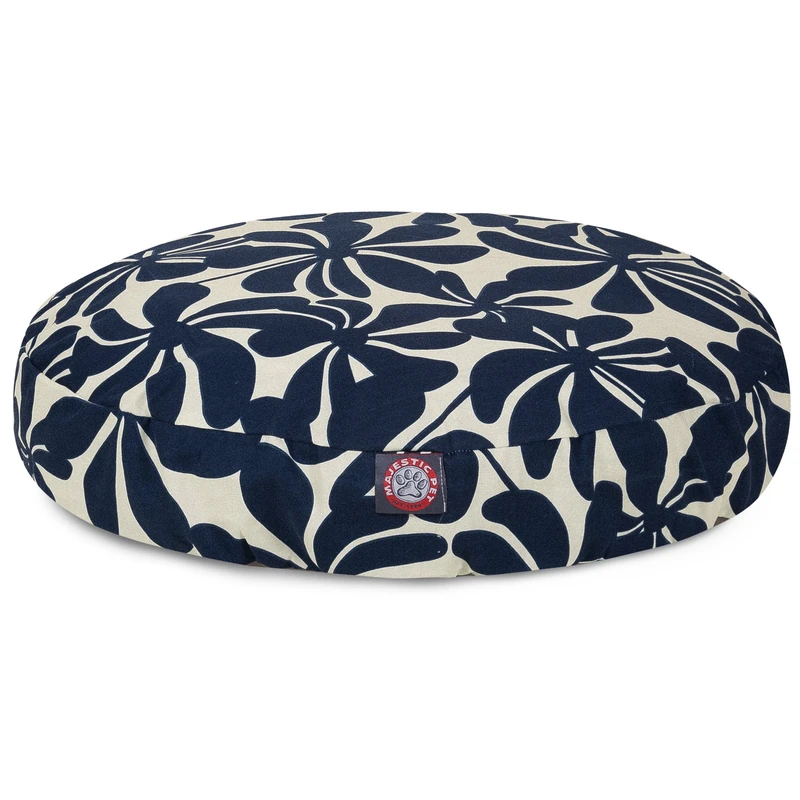 Majestic Pet Navy Blue Plantation Large Round Indoor Outdoor Pet Dog Bed With Removable Washable Cover Products - Image 1