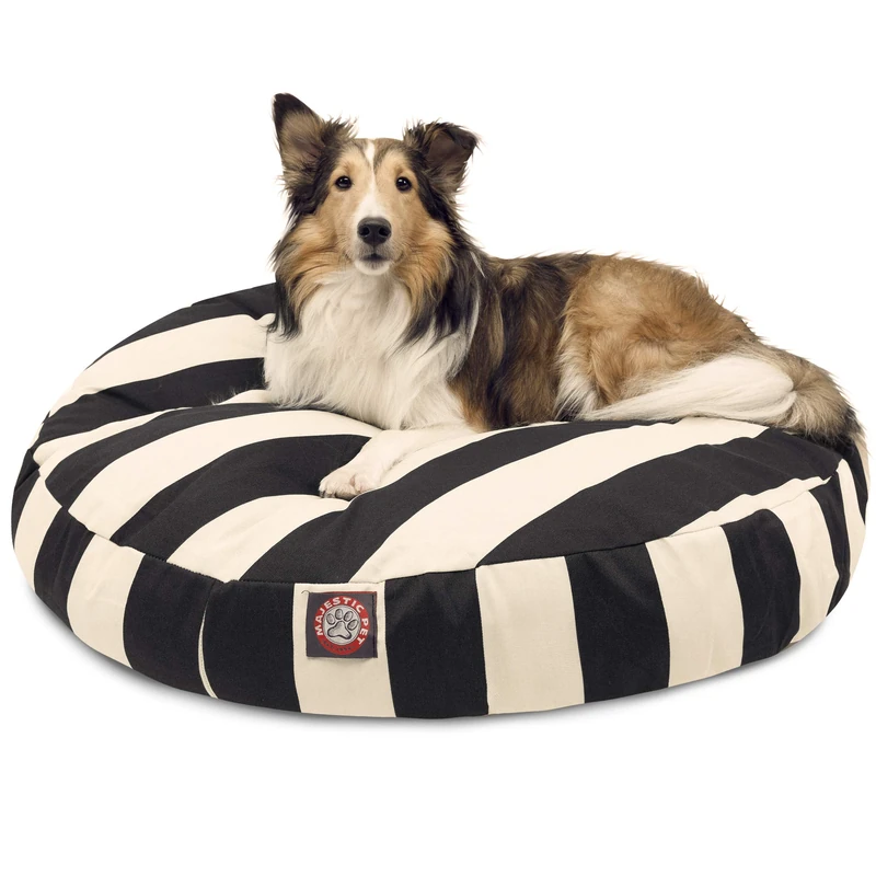 Majestic Pet Black Vertical Stripe Medium Round Indoor Outdoor Pet Dog Bed With Removable Washable Cover Products
