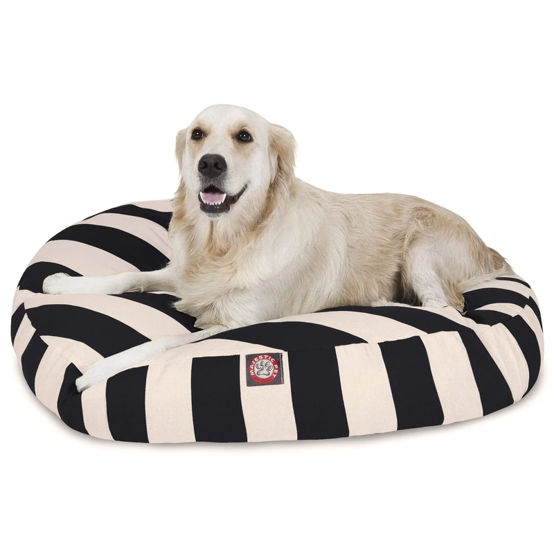 Majestic Pet Black Vertical Stripe Large Round Indoor Outdoor Pet Dog Bed With Removable Washable Cover Products