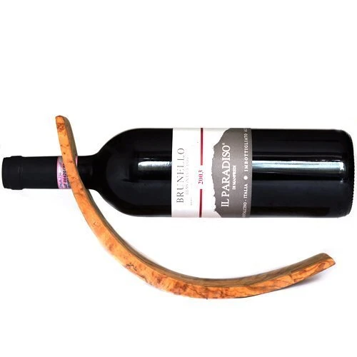 Olive Wood Wine Bottle Holder - Handmade in Italy