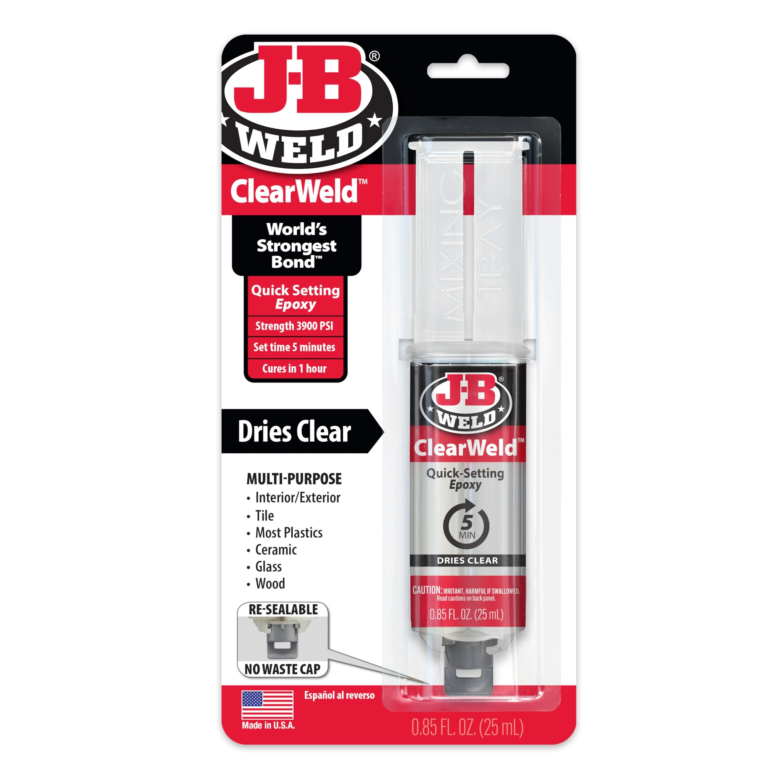 JB Weld 50112UK ClearWeld Quick Setting Epoxy 25ml, Clear, 25 ml