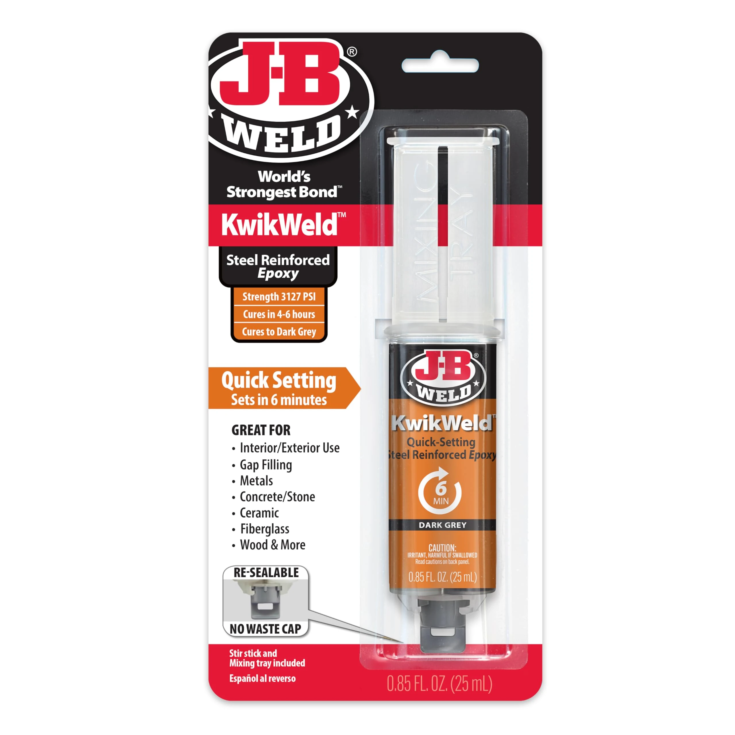 JB WELD KWIKWELD - 6 MINUTE STEEL EPOXY | Strong, Lasting Repairs To Metal & Multiple Other Surface Types | 50176UK