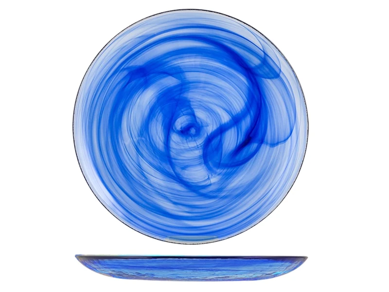 6 Piatti in vetro alabastro Cobalto piani 27.5