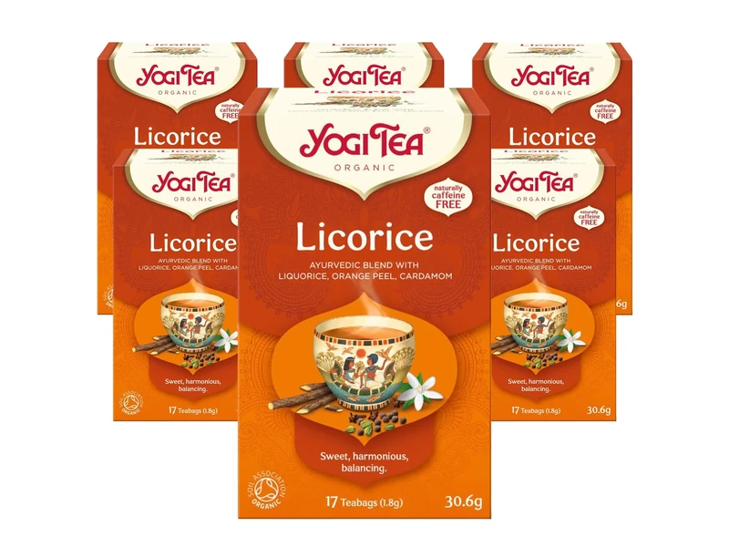 Yogi Tea, Liquorice, Organic Spice and Herbal Tea, Caffeine Free, Blend of Liquorice, Orange Peel and Cardamom, 6 Packs x 17 Tea Bags (102 Teabags Total)