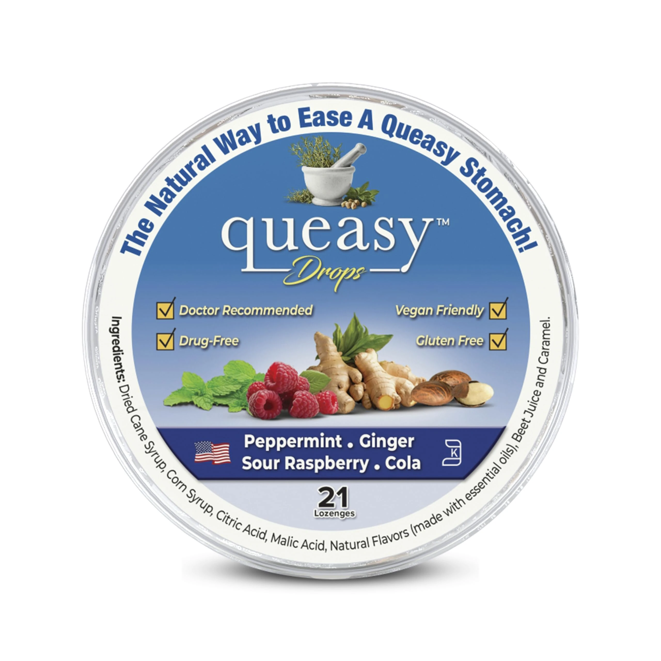 Three Lollies SF24262 Queasy Drop for Nausea Relief, Assorted, 21 Count