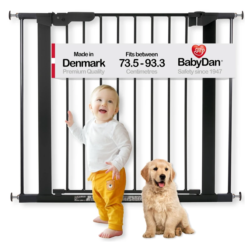 BabyDan Premier Pressure Fit Stair Gate - Black Metal (73.5-93.3cm)