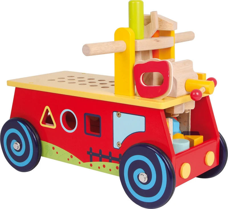 small foot 1595 kids wooden ride on workbench, incl. accessories, fun and motoric learning, from 2 years on