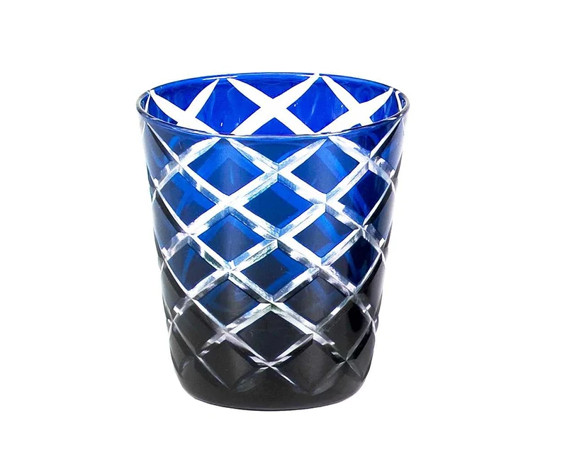 Edzard Set of 6 Crystal Glasses/Tea Light Holder Dio, Height 3,9 in, Capacity 0.25 l, Colour Blue, Hand-Cut Glass in Overlay Technique - Image 1