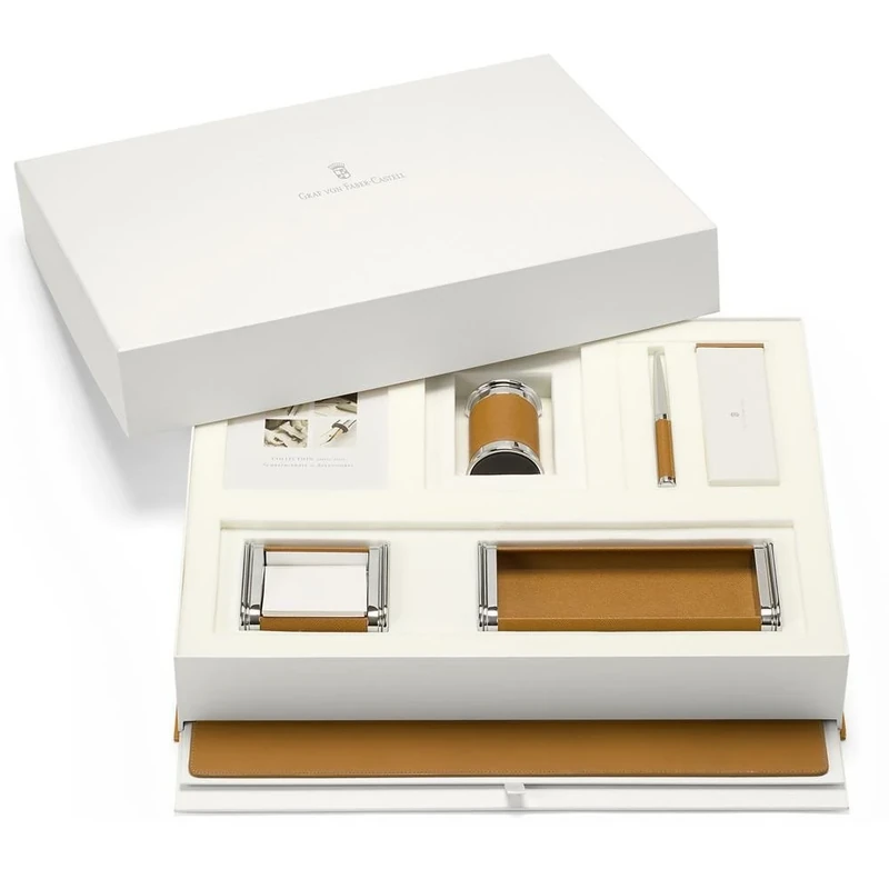 Graf von Faber-Castell 118576 - Set of Office Accessories, Cognac