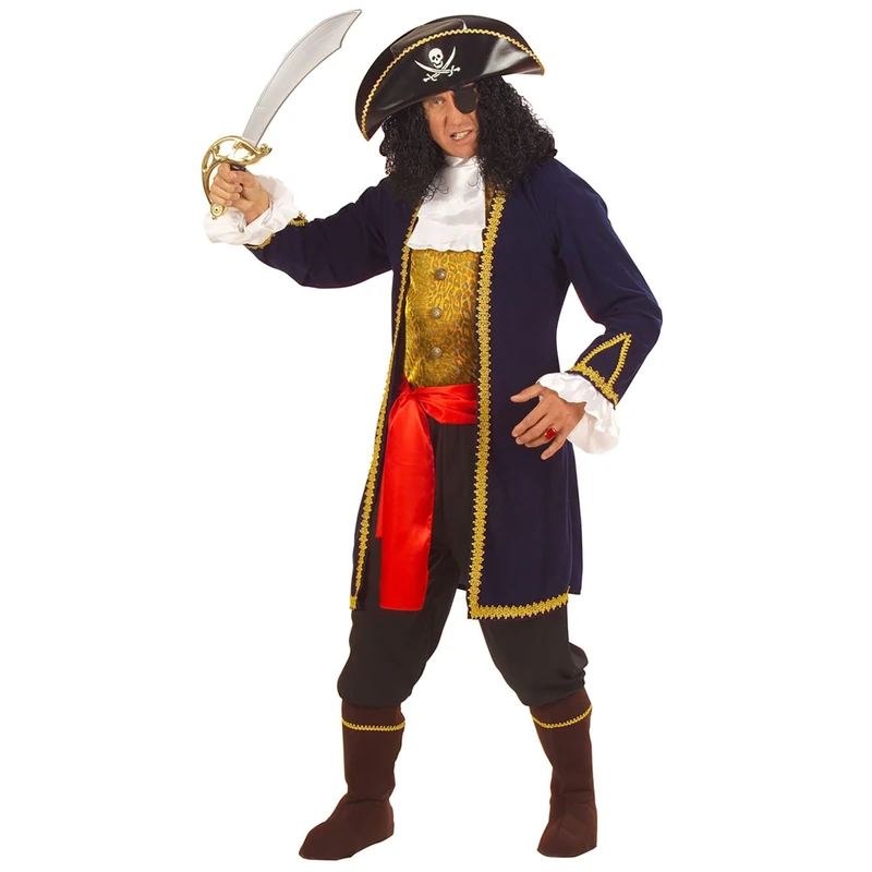 Mens Pirate of 7 Seas Costume Extra Large UK 46" for Buccaneer Fancy Dress