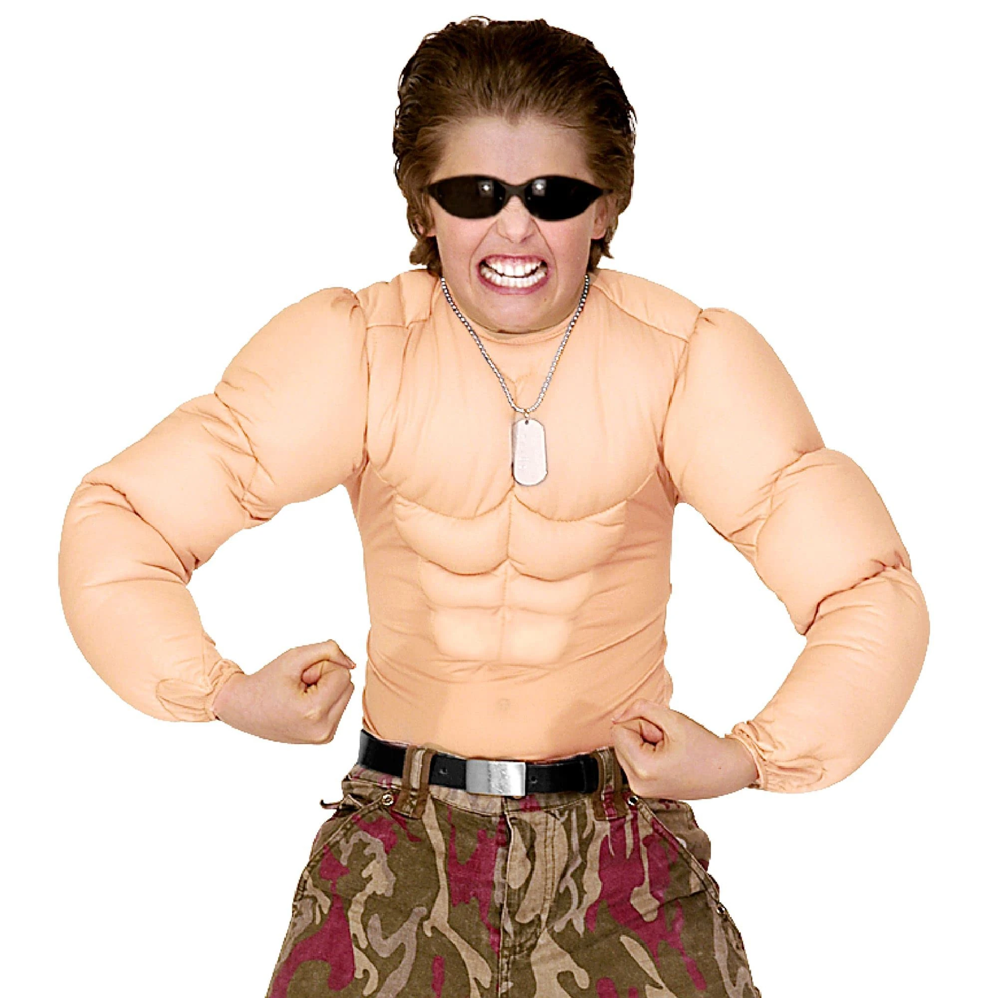 Children's Super Muscle Shirt Child 158cm Costume Large 11-13 yrs (158cm) for Super Hero Fancy Dress