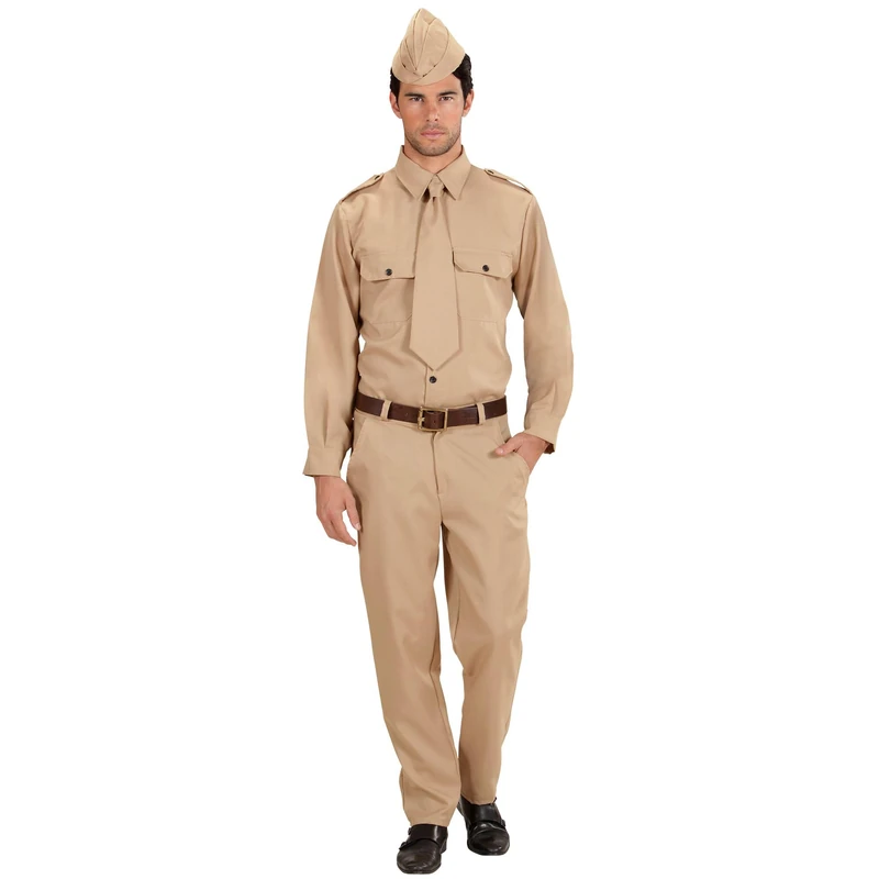 WW2 Soldier Costume Small for Military Army War Fancy Dress - Image 1