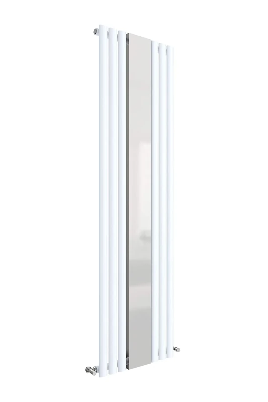 nuie HL330 Revive ǀ Modern Home Wall Mount Designer Vertical Single Panel Radiator with Mirror, 1800mm x 499mm x 55mm, High Gloss White