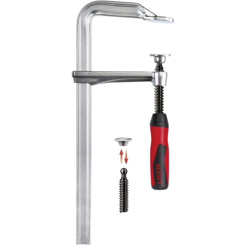 Bessey GZ60-12-2K All-Steel Table Clamp, Grey/Red, 600/120 mm