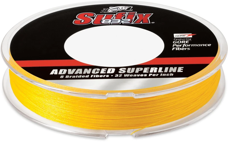 Sufix 832 Advanced Superline Braid, Hi-Vis Yellow, 6-Pound/300-Yard Spool (660-106Y)