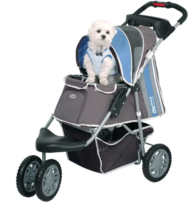 Pet Stroller Ips-09/Blue, dog carrier, trolley, Trailer, Innopet, Buggy First Class. Foldable pet buggy, pushchair, pram for dogs and cats