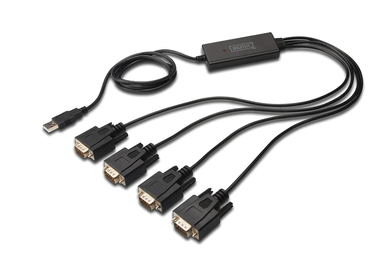 DIGITUS USB to 4x serial adapter - RS232 converter - USB 2.0 Type-A to 4x DSUB 9M - FTDI chipset - 1.5m connection cable