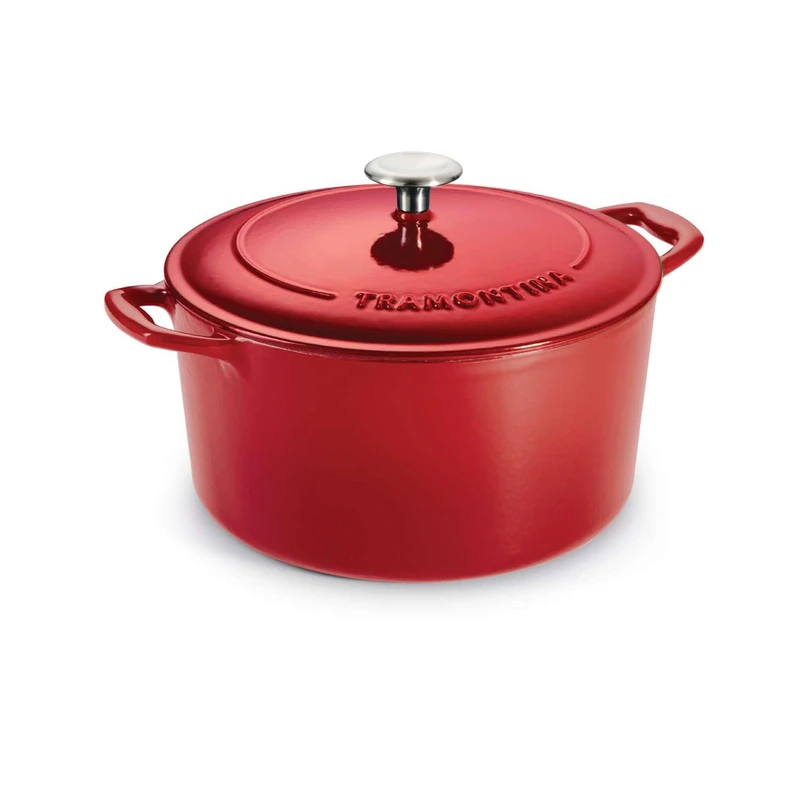 Tramontina Bestow Enamelled Cast Iron Round Casserole Dish, 26 cm (6.15l), Red, for Induction and All Hobs, Oven-Safe to 230°C, 31700213 - Image 1
