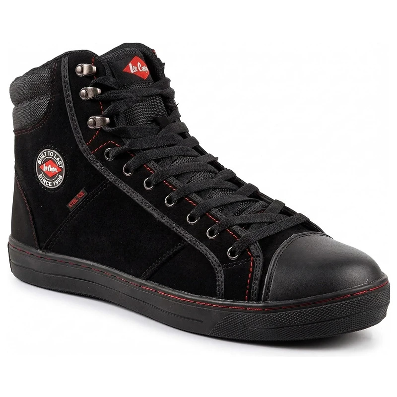 Lee Cooper Workwear Unisex Safety Shoes Baseball Style Lightweight Breathable SB SRA Standard Non-Slip 200 Joule Protective Steel Toe Cap Safety Trainers (Black, 9 UK) - Image 1