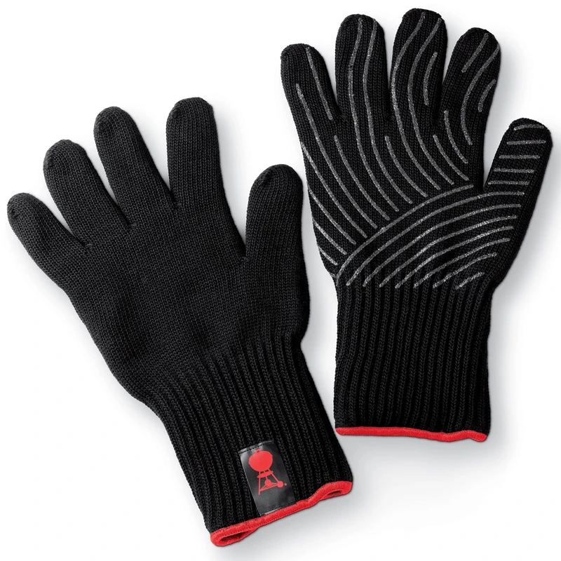 Weber Premium Grill Gloves - Size S/M, 1 Pair, made of Kevlar blend fabric, Black with Silicone knobs, protection against very high temperatures - Black (6669)
