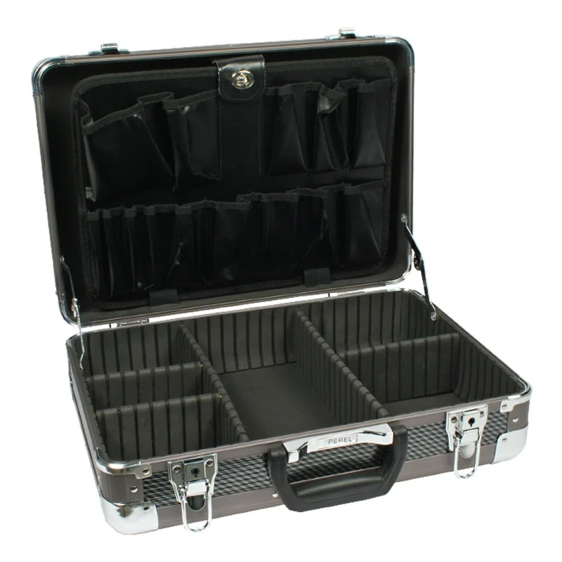 Perel - 1827 - Tool Box with Rounded Aluminium Corners - 430 mm x 300 mm x 150 mm