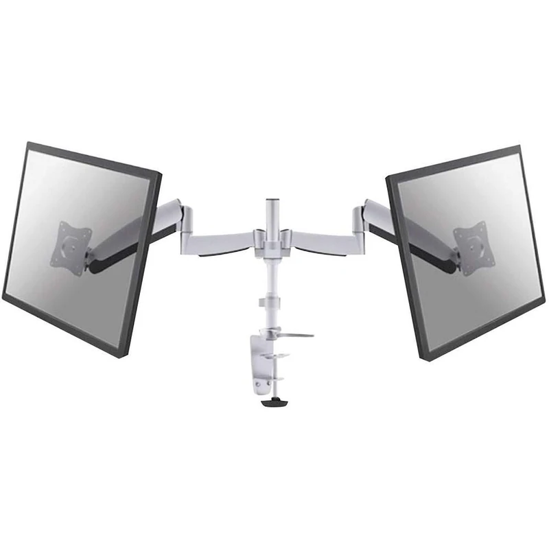 "Newstar FPMA-D950D Full Motion Dual Desk Mount (clamp & grommet) for two 10-27" Monitor Screens, Height Adjustable (gas spring) - Silver", Q610532 - Image 1