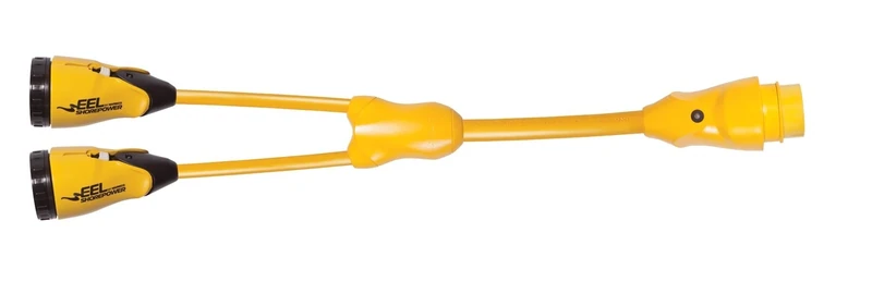 Marinco Y504-2-30 EEL Y Adapter, 50A 125/250V Male To (2) 30A 125V Females,Yellow