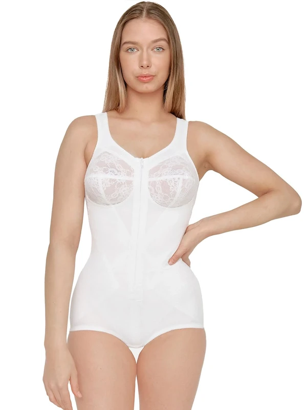Susa Women's Hosenkorselett Bodysuit, Semi transparent, Weiß, 90