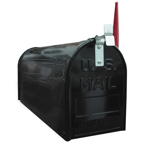 ALUBOX American Letterbox 22 x 17 x 48 cm Galvanised Sheet Metal External Letter Box in Magazine Format with Flag (Black)