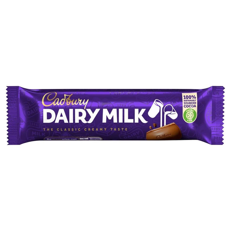 Cadbury Dairy Milk Chocolate Bar, Classic Creamy Taste, 45 g (Pack of 48) - Image 1