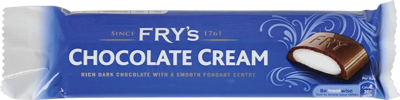 Fry's Chocolate Cream Bar, Rich dark Chocolate with a Smooth Fondant Centre, Suitable for Vegetarians, 49 g, Pack of 24