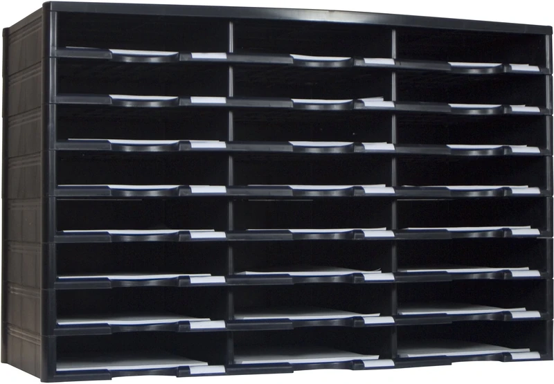 Storex 24-Compartment Literature Organizer/Document Sorter, Black (61611U01C) - Image 1