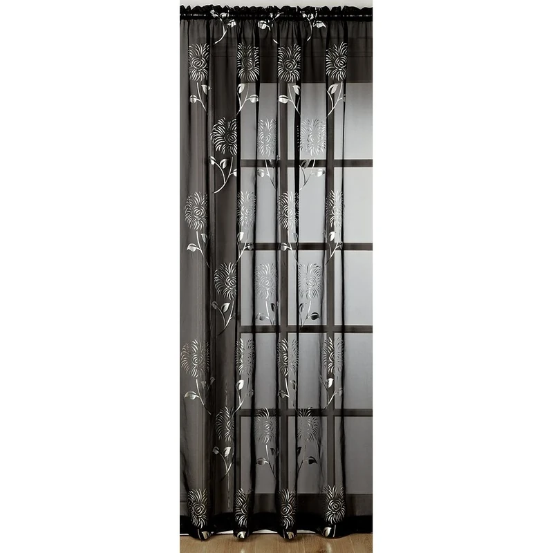 Chrissy black voile panel 58" wide x 90" drop - Image 1
