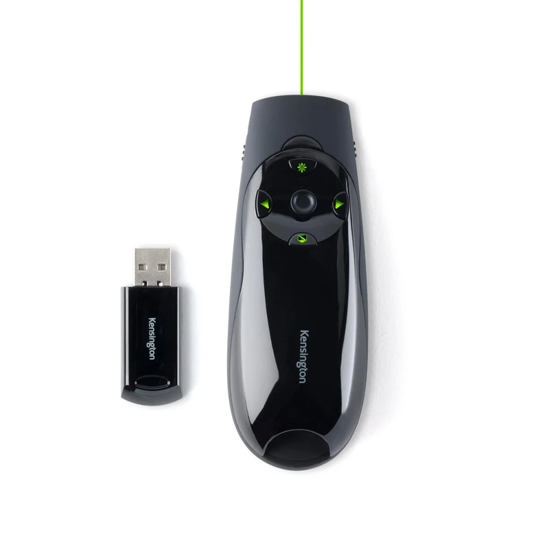 Kensington Presenter Expert Green Light Wireless Presenter with Cursor Control, Joystick and Backlight Buttons - Black